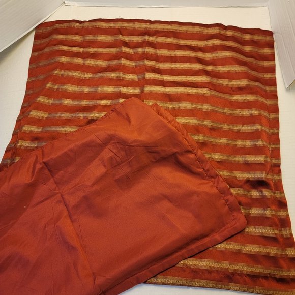 2 Home Accents Stripe Pillow Sham Covers Burgundy Red Gold - Picture 1 of 9